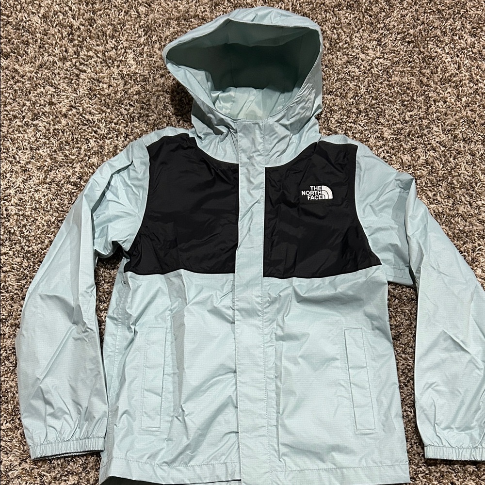The North Face Sky Blue and Black Hooded Jacket